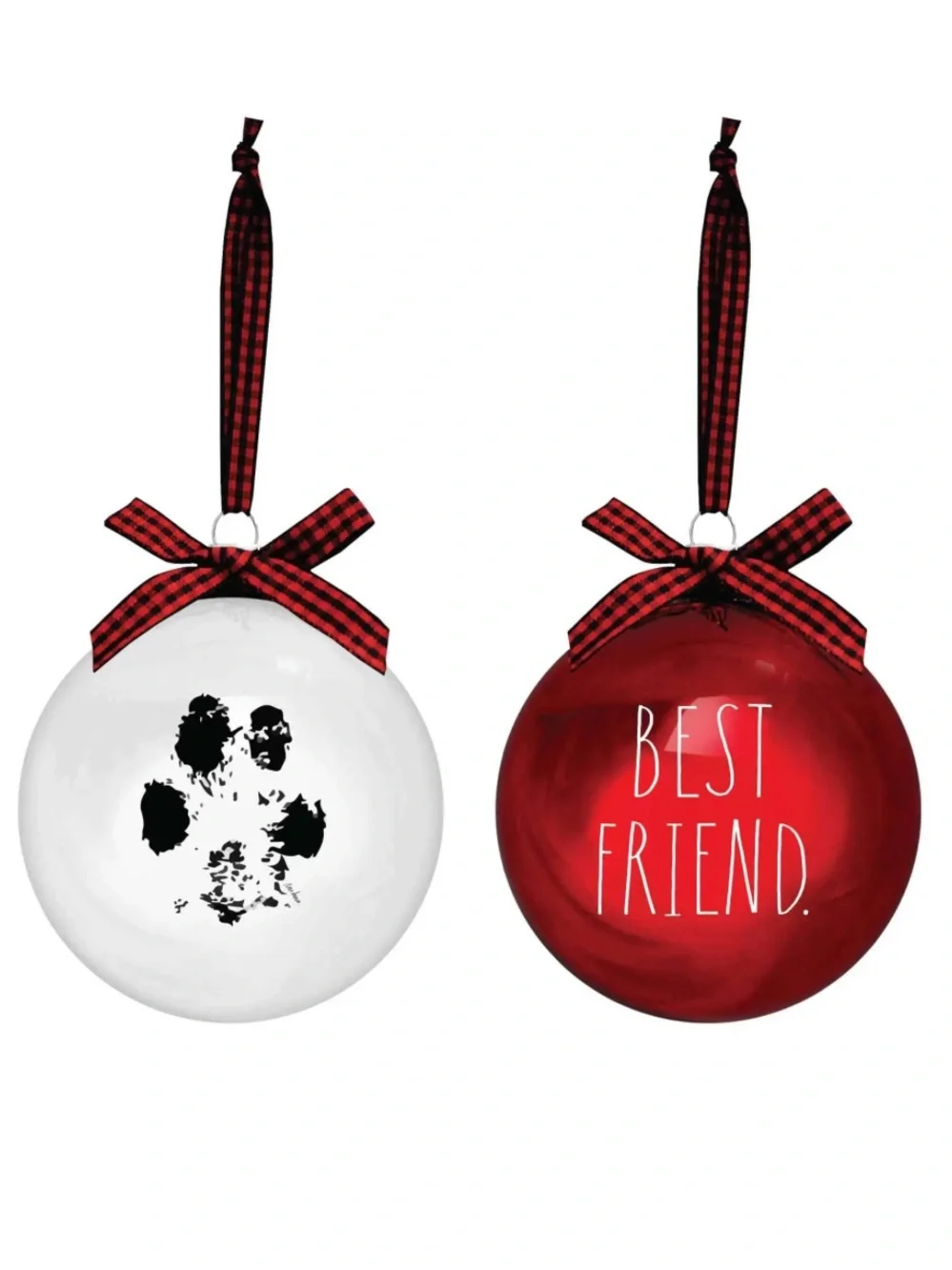 Rae Dunn “Best Friend” Set of Two Dog-Themed Glass Ornaments NWT